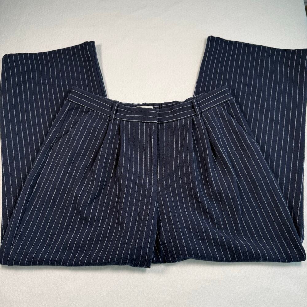 Abercrombie & Fitch Navy Blue and White Pinstripe Trousers High Rise Pants XL